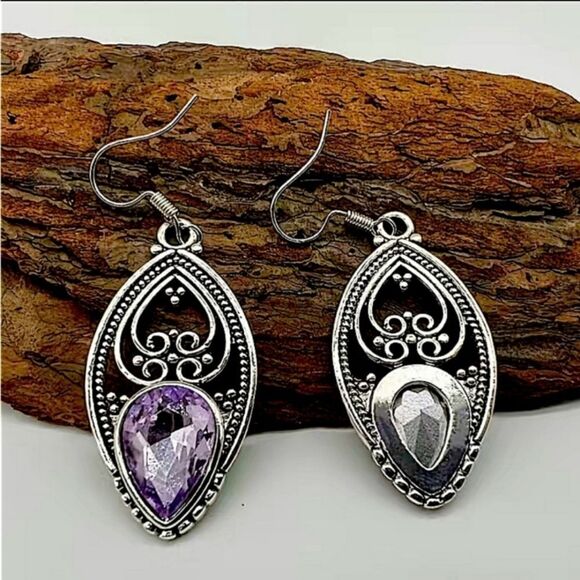 Silver Hollow Out Vintage Dangle Boho Earrings - Picture 3 of 5